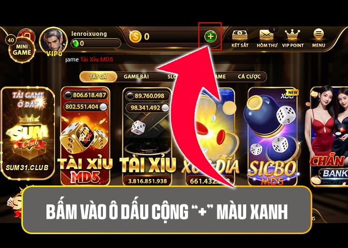 Bấm vào ô dấu cộng