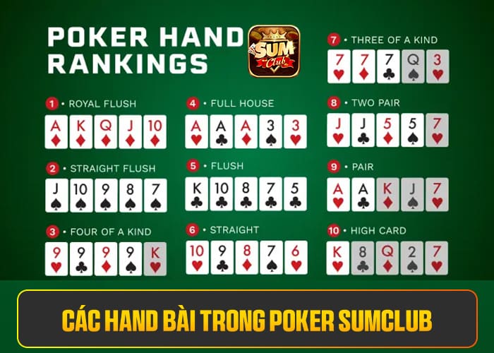 Các bộ bài trong Poker Sumclub