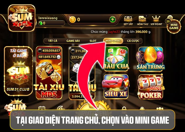 Các bước tham gia Mini Game Sumclub