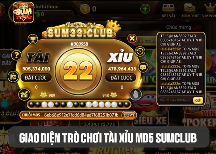 Giới thiệu giao diện của Tài Xỉu MD5 Sumclub